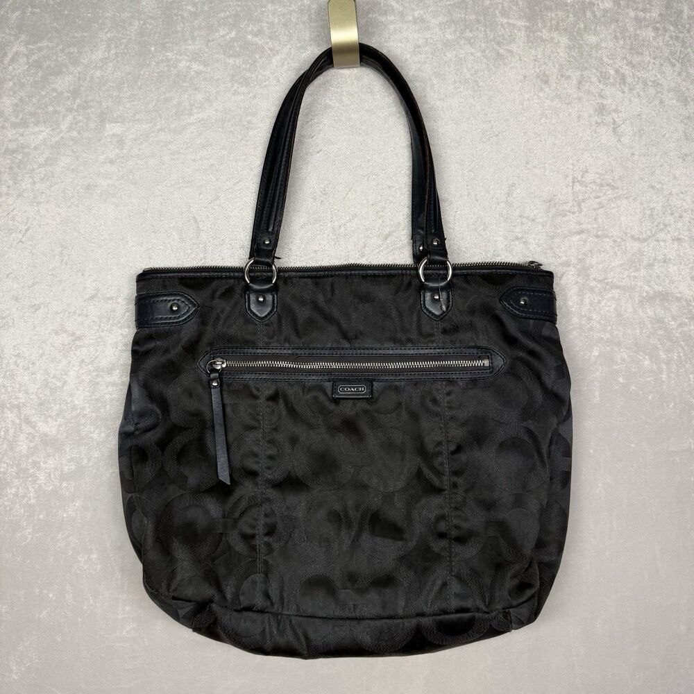 Coach C Logo  Signature Logo Large Tote Bag Black 17x12 J1320-28285E